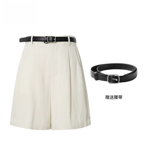 B503夏季新款纯色莱赛尔亚ma凉感配腰带休闲短裤女495145