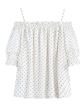 B622衬衫 女装夏季新款波点灯笼袖套头上衣衬衣两穿衬衣