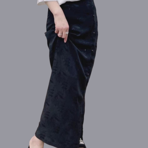 E743 松紧高腰半身裙夏春季新款新中式中国风提花中长裙