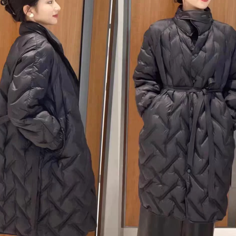 A754冬季新款韩版宽松显瘦百搭保暖中长简约羽绒外套潮