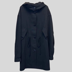 女装 风衣女大码 百搭黑色连帽中长款 B054新款