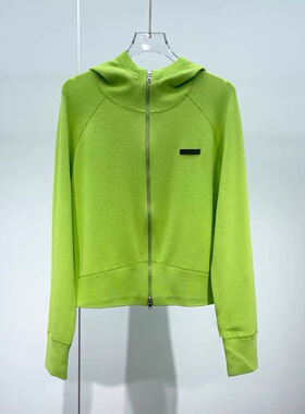 C123新款双拉链连帽针织开衫毛衣女