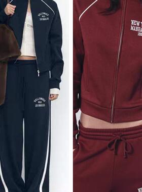 B854两件套装 女装春秋季新品立领长袖卫衣短外套休闲裤长裤显瘦