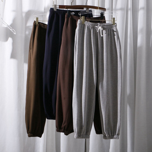 男女款秋冬加绒长裤松紧腰系带