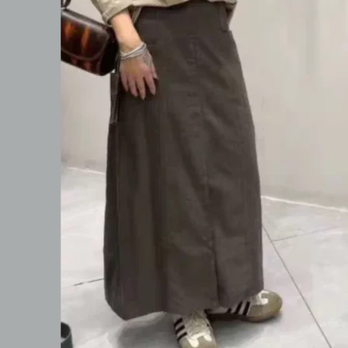 B654韩系中长款半身裙女显瘦高腰宽松休闲伞裙春秋新款