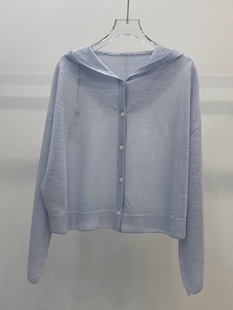 A912天丝苎麻混纺防晒连帽针织开衫 上衣 薄款 女夏外搭罩衫