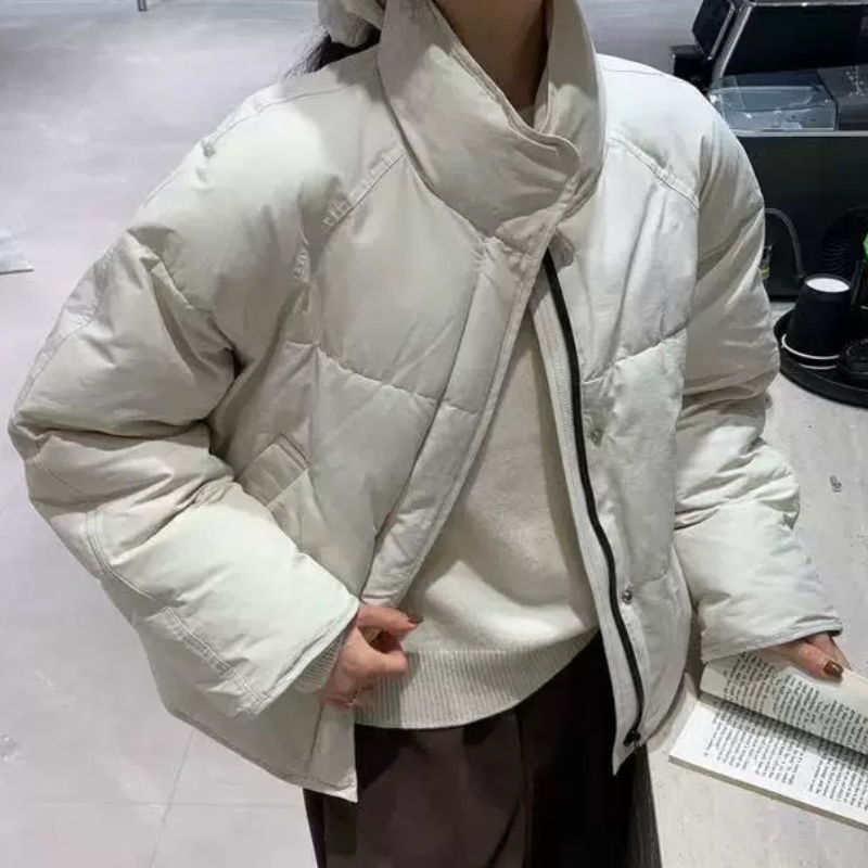A264韩系立领简约加厚防风棉衣外套女冬季百搭加厚外套
