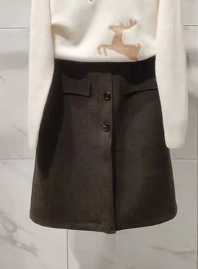 B934冬季新款时尚百搭A字显瘦单排扣半身裙1EC142001