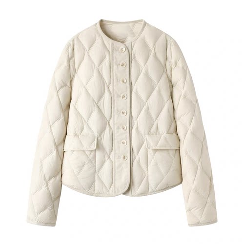 C224冬季新款圆领小香风短款羽绒服外套