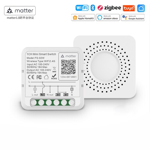 matter智能开关 WiFi开关谷歌Alexa homekit语音控制 智能通断器