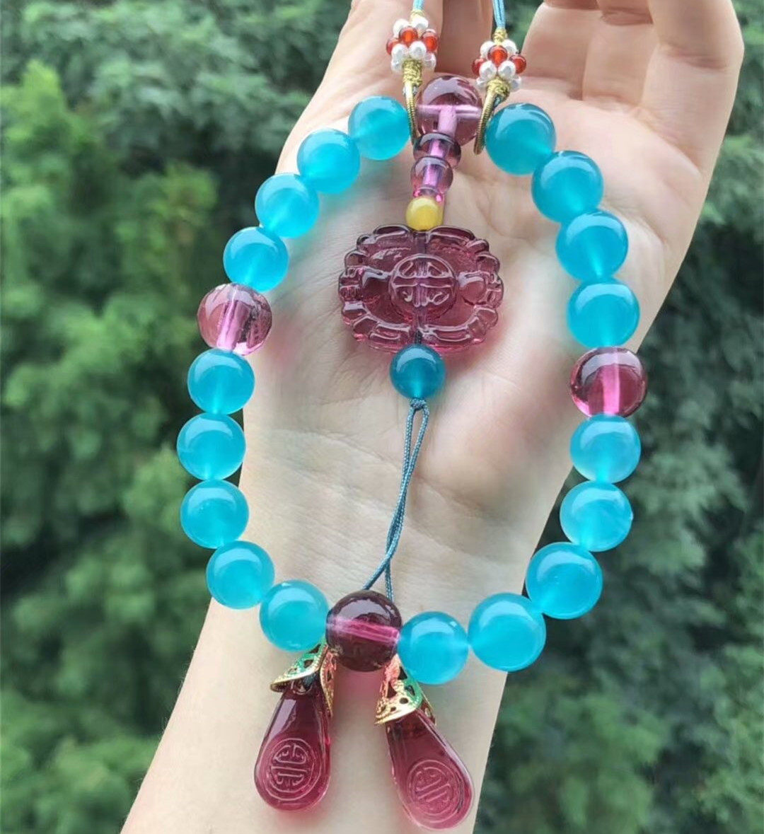 延禧攻略清宫十八子手串天河石宫廷18子手链琉璃配饰朝珠念珠手持_虎窝淘