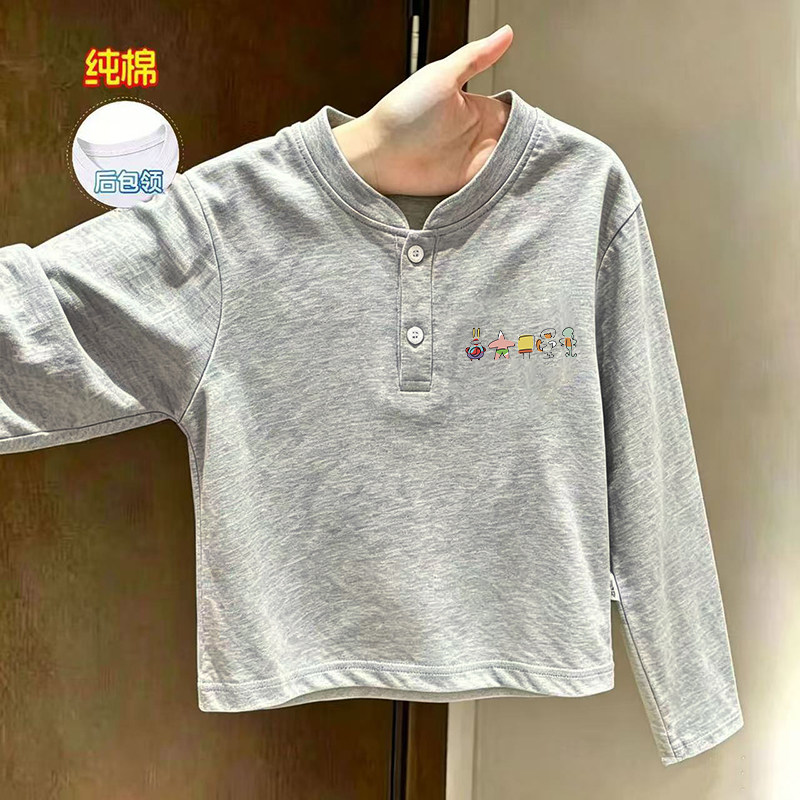 印花洋气时尚休闲上衣春秋季纯棉儿童POLO衫宝宝长袖韩系潮流字母