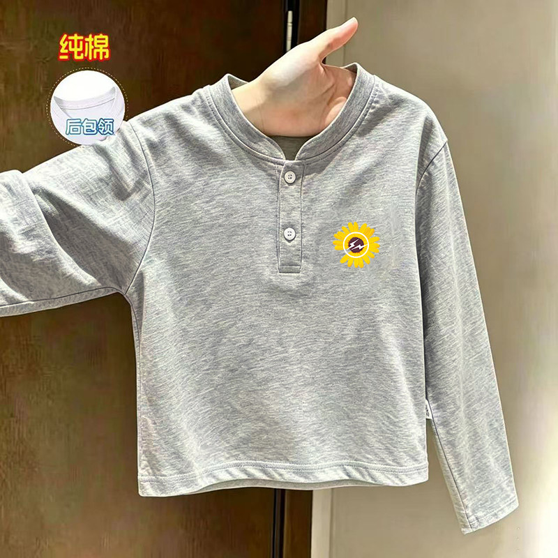 新品长袖舒适洋气休闲百搭POLO卡通纯棉男女童T恤打底衫上衣26秋