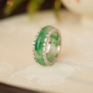 御臻珠宝｜非洲翠｜S925银｜高冰独龙玉翠绿色宝石新中式 气质