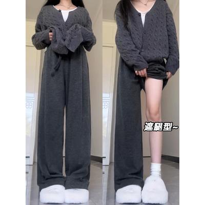 糯米裤女秋冬季新款休闲阔腿裤