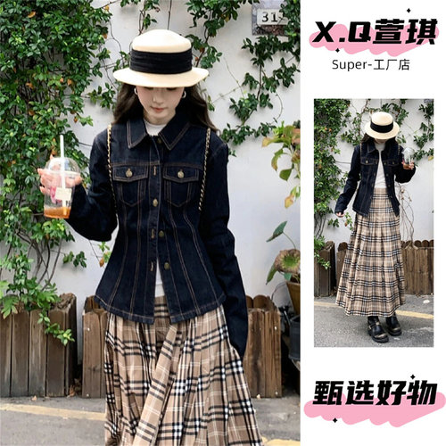复古正肩翻领牛仔外套女夹克秋季