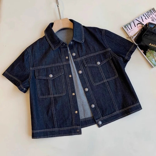 短袖薄款牛仔衬衫外套女