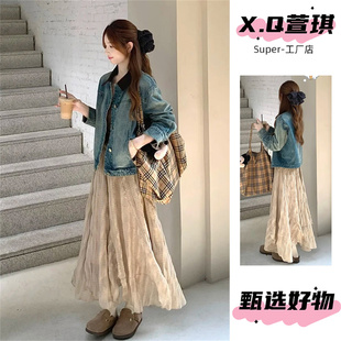 设计感小众正肩翻领牛仔外套女春秋季新款2025超火减龄夹克衣开衫