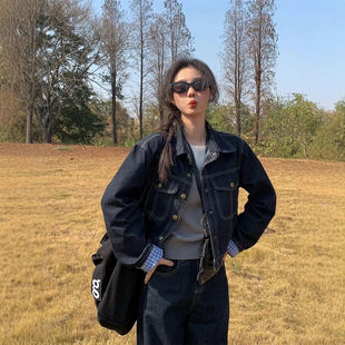 牛仔外套女2025春季新款韩系复古百搭短款丹宁色长袖休闲夹克上衣