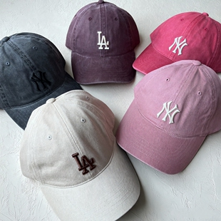 MLB张凌赫同款 复古软顶春秋棒球鸭舌帽子3ACPVV14N 男女士做旧时尚