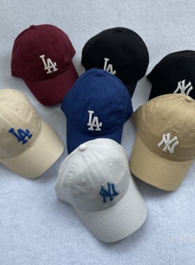 韩国MLB新款NYLA洋基队大LOGO标刺绣 男女可调节鸭舌棒球帽子CP66