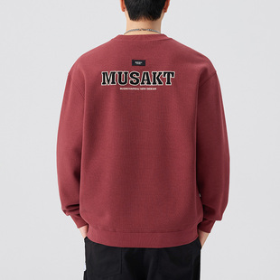 美式复古重磅刺绣圆领卫衣男2025秋季新款宽松大码休闲长袖上衣潮