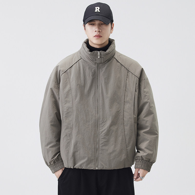 高品质立领轻薄90鸭绒羽绒服男2025冬季新款宽松短款保暖工装外套