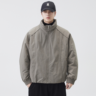 高品质立领轻薄90鸭绒羽绒服男2025冬季新款宽松短款保暖工装外套