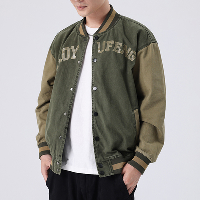 秋冬宽松加绒保暖棒球服外套男