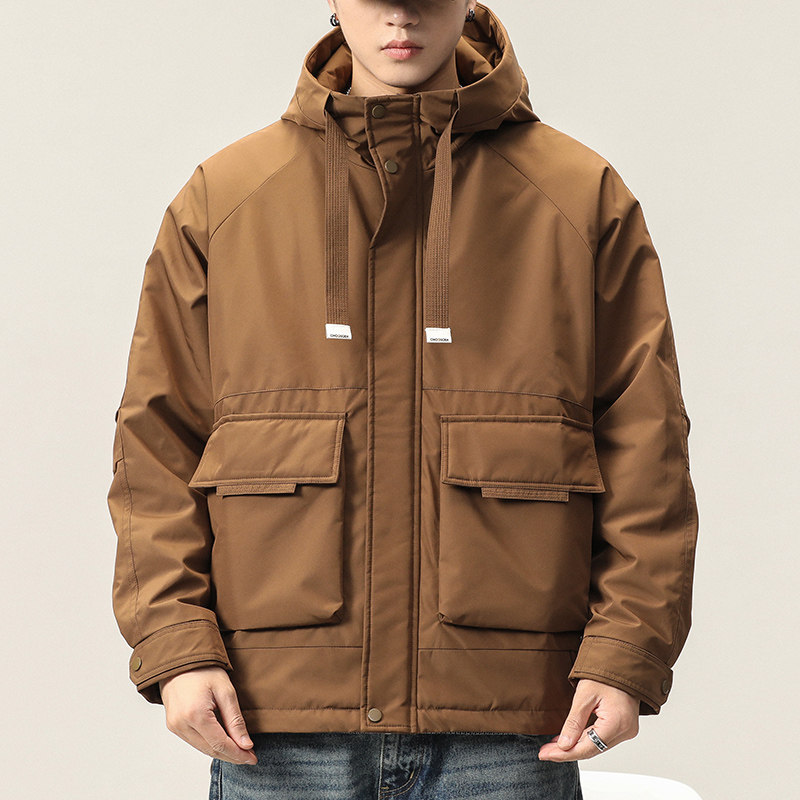 冬季连帽棉服男宽松潮牌大码工装夹克秋冬加厚保暖休闲冲锋衣外套