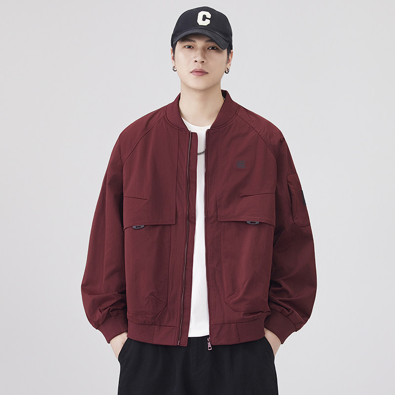 美式复古安可拉红ma-1飞行棒球服外套男2025秋季宽松户外工装夹克