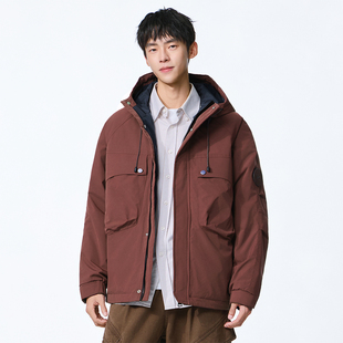 美式复古加厚保暖连帽棉服冲锋衣外套男2025冬季潮牌宽松工装夹克