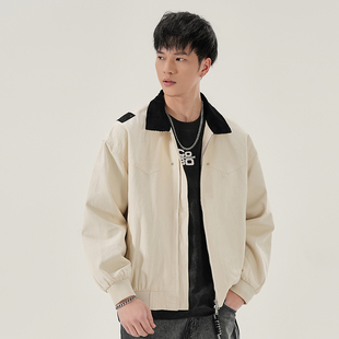 美式复古底特律工装夹克男2025春季宽松撞色翻领休闲圣达菲外套潮