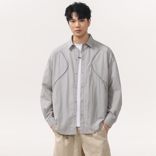 夏季拼接冰丝凉感防晒衣男衬衫