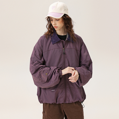 户外灯芯绒拼接翻领工装夹克男