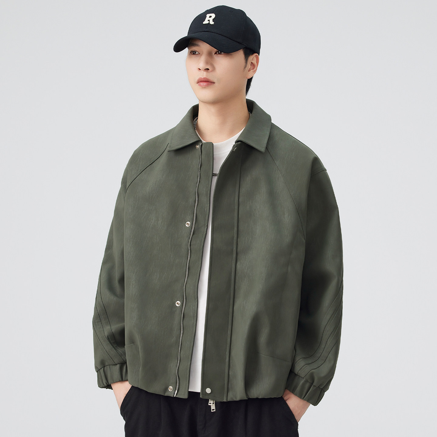 美式复古硬汉机车皮衣外套男2025秋冬新款宽松痞帅飞行员工装夹克