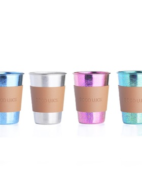 优购物LECEA纯钛炫彩多用途水杯350ml*4个轻盈坚韧无漆泡茶饮水杯