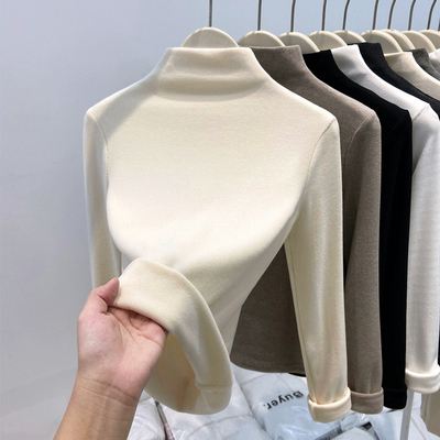 杏色内搭半高领漂亮时尚的打底衫长袖2025新款女秋冬时尚洋气时髦