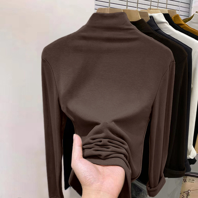 德绒内搭加绒半高领打底衫女2025新款秋冬季高级感时尚洋气时髦