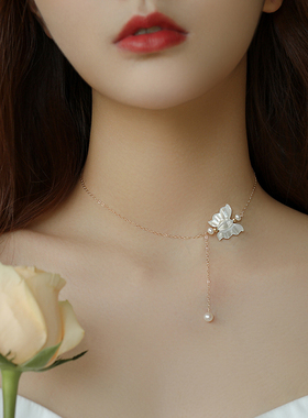 项链颈链原创母贝蝴蝶轻奢复古