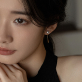 五月定制S925纯银小众天然珍珠水滴耳环清冷高级轻奢耳环夹无耳洞