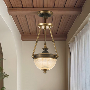 高级感单头小吊灯美式复古玄关过道阳台灯吧台灯氛围感艺术吊灯