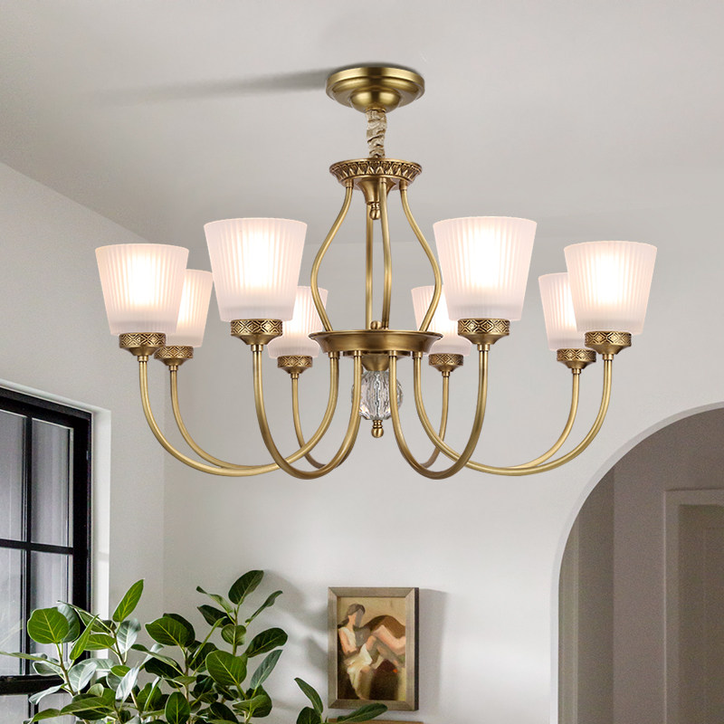 捡漏 全铜美式吊灯 6头 客厅灯 餐厅灯 卧室灯 包安装