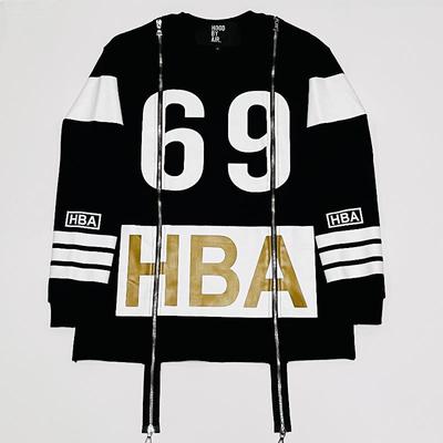 香港正品稀有HBA HOOD BY AIR X双面印花拉链长袖厚棉T恤潮牌男女