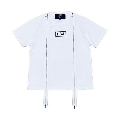 香港正品绝迹版hba hood by air 双拉链短袖重工印花T恤男女潮牌