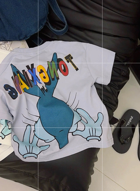 TONGXIANG童巷潮流卡通2025夏季新款儿童纯棉短袖圆领柔软t恤潮酷