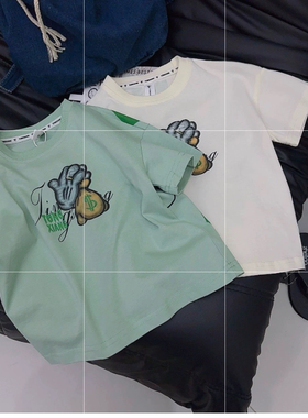 TONGXIANG童巷潮流卡通2025夏季新款儿童纯棉短袖圆领柔软t恤潮酷