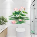 卫生间荷花净秽贴画厕所马桶瓷砖遮瑕墙贴荷花锦鲤自粘贴纸防水