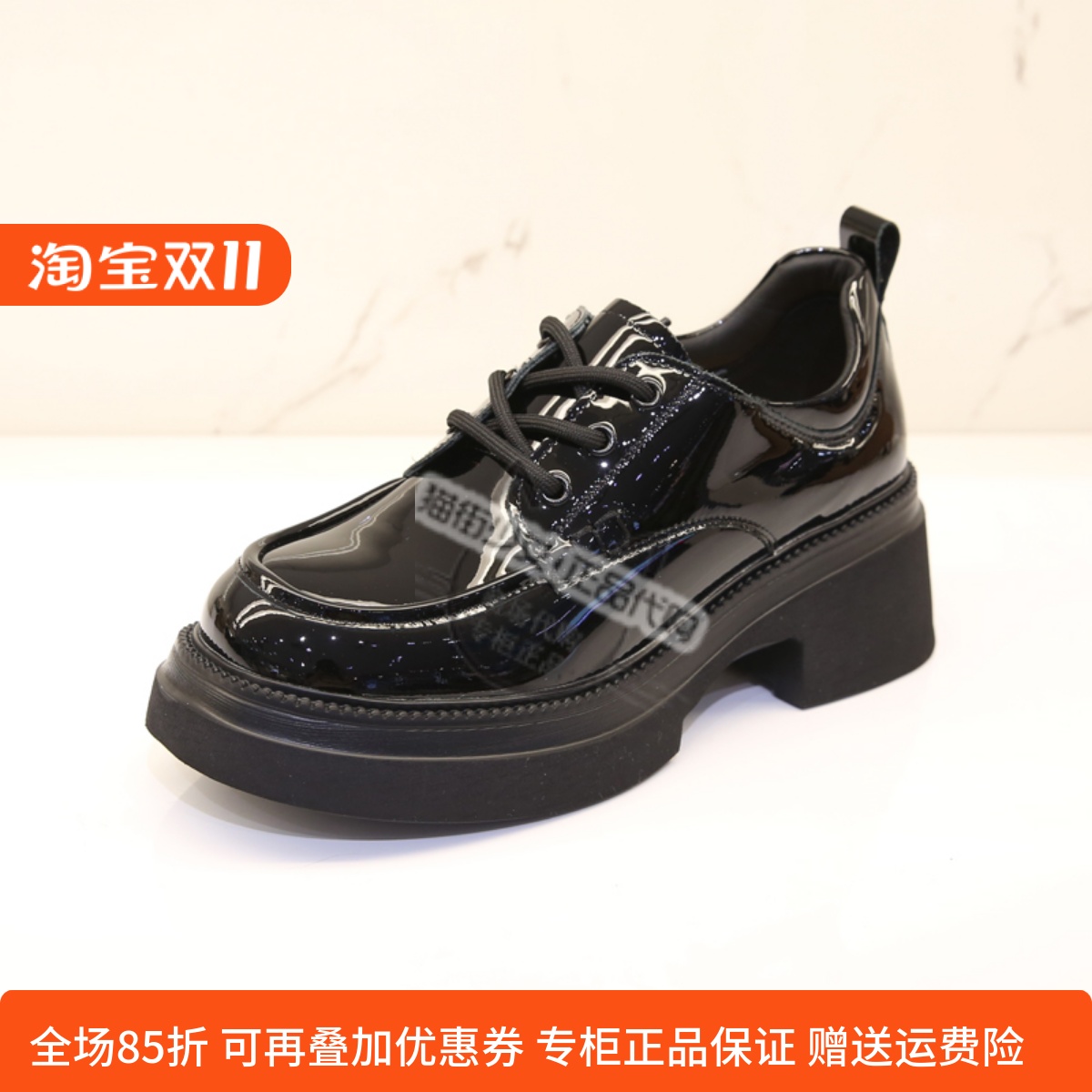 哈森秋英伦系带深口单鞋专柜正品