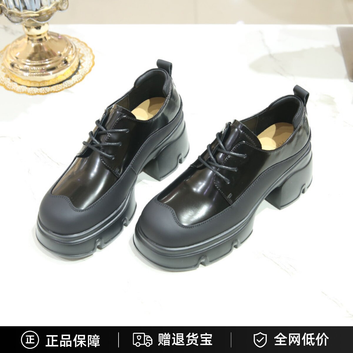 哈森秋深口单鞋英伦风小皮鞋正品